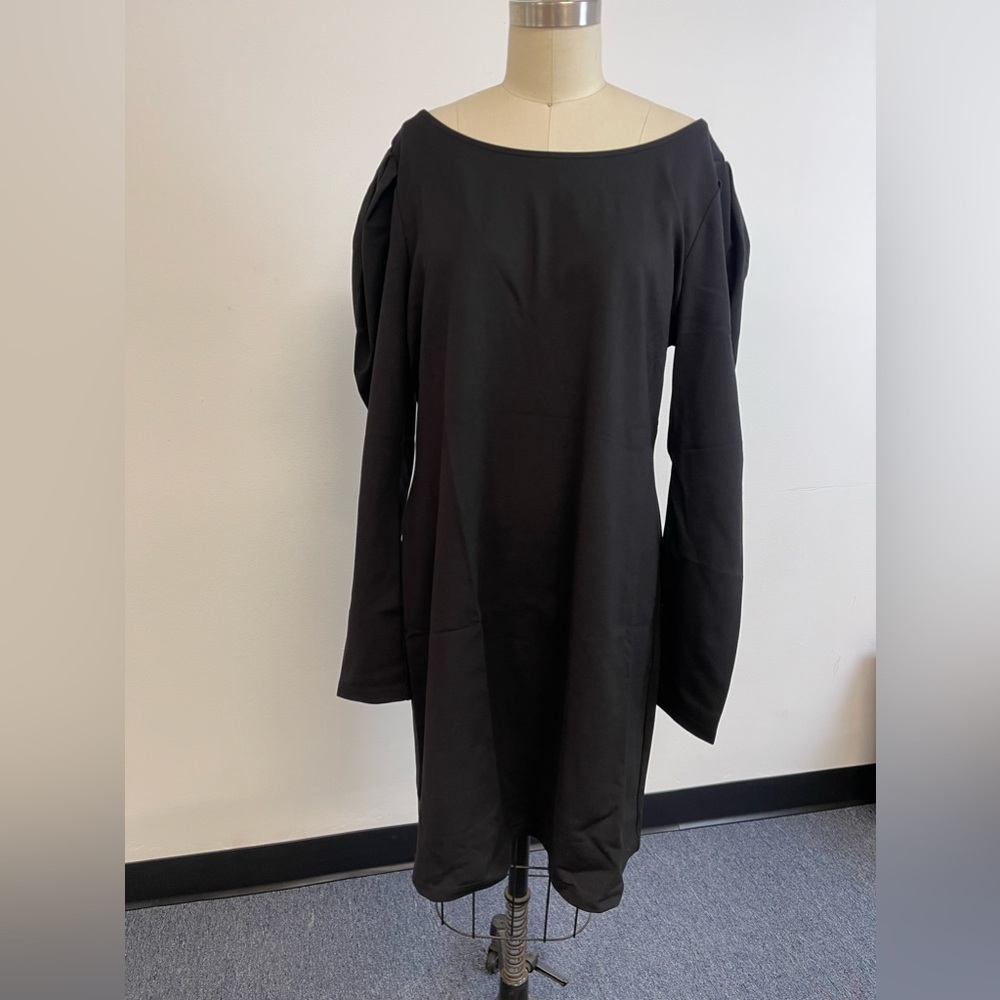 Fame and Partners Puff Sleeve Mini Dress in Black Plus - Picture 4 of 4
